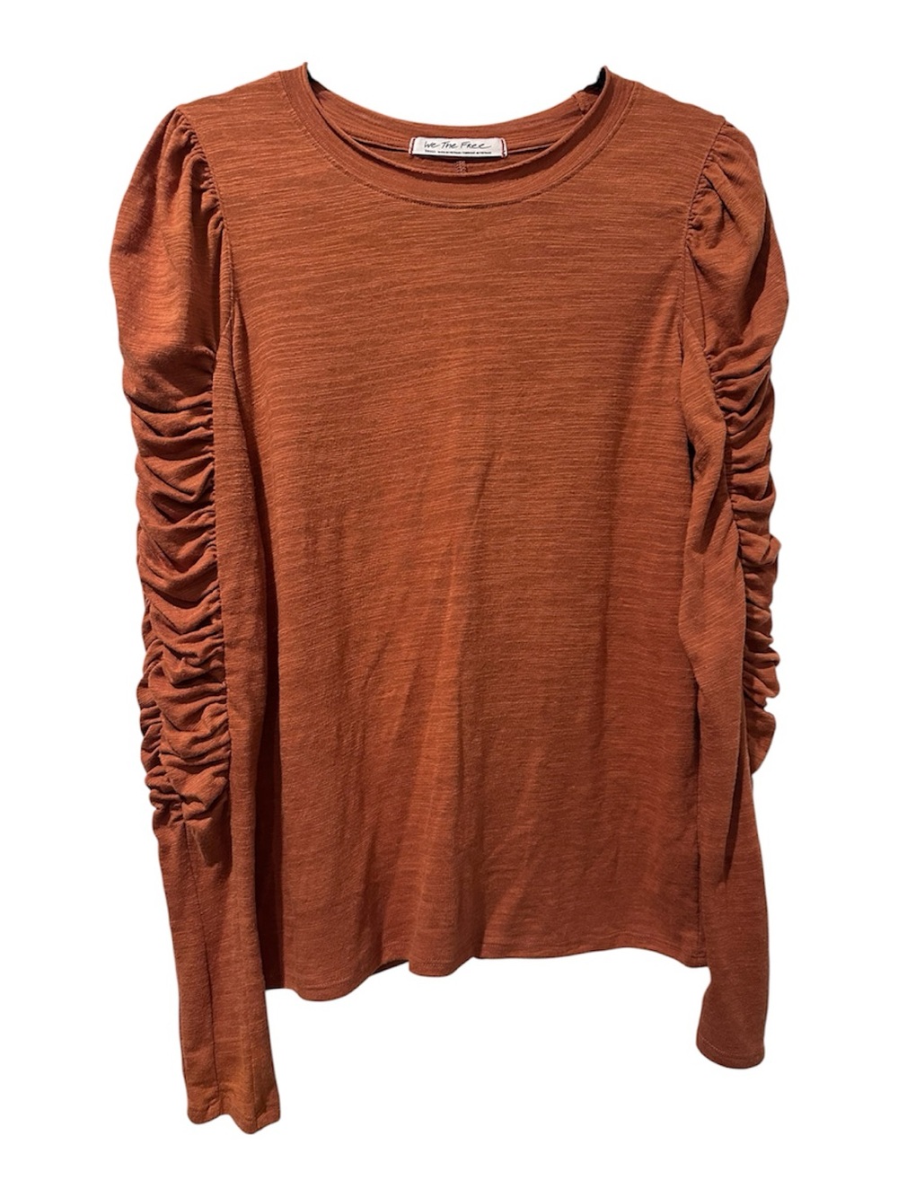 We The Free Ruched-Detail Long Sleeve Top in Rust Orange - Picture 2 of 5